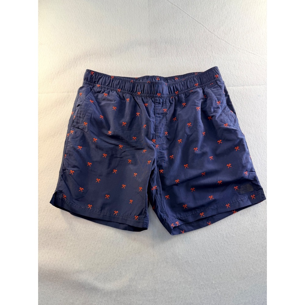 The North Face Mens Navy Blue Orange Ice Axe Print Swim Shorts Large Regular